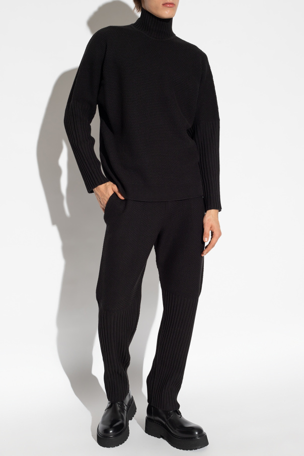 Black Oversized turtleneck sweater Issey Miyake Homme Plisse